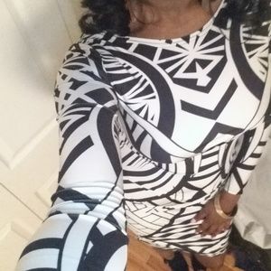 Black and White Midi Dress